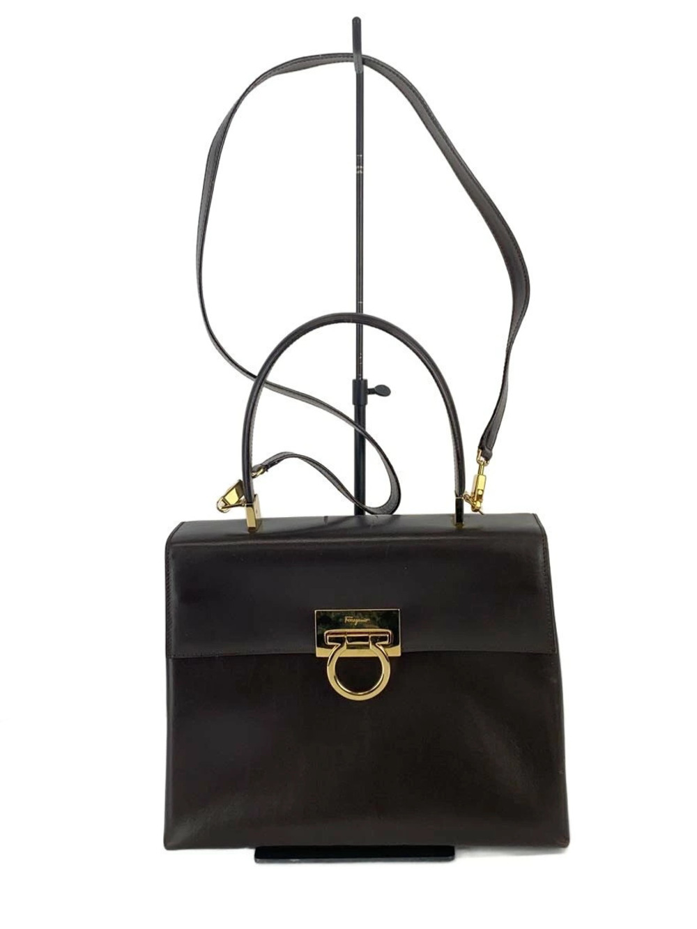 Salvatore Ferragamo 2way Shoulder Bag Gancini Leather Brown